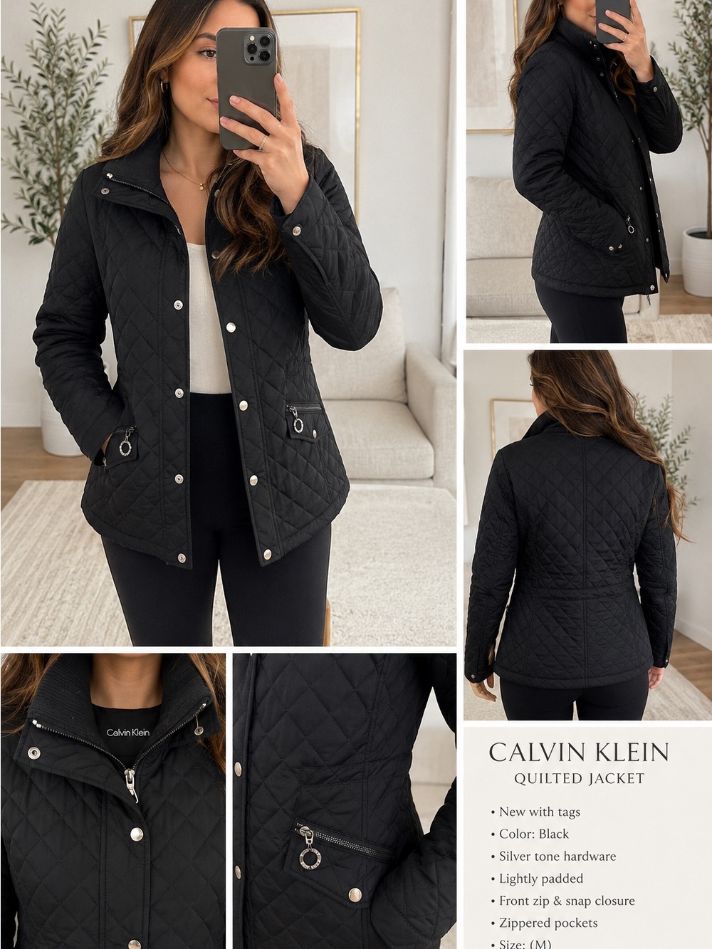 Calvin Klein Black Quilted Bomber Jacket